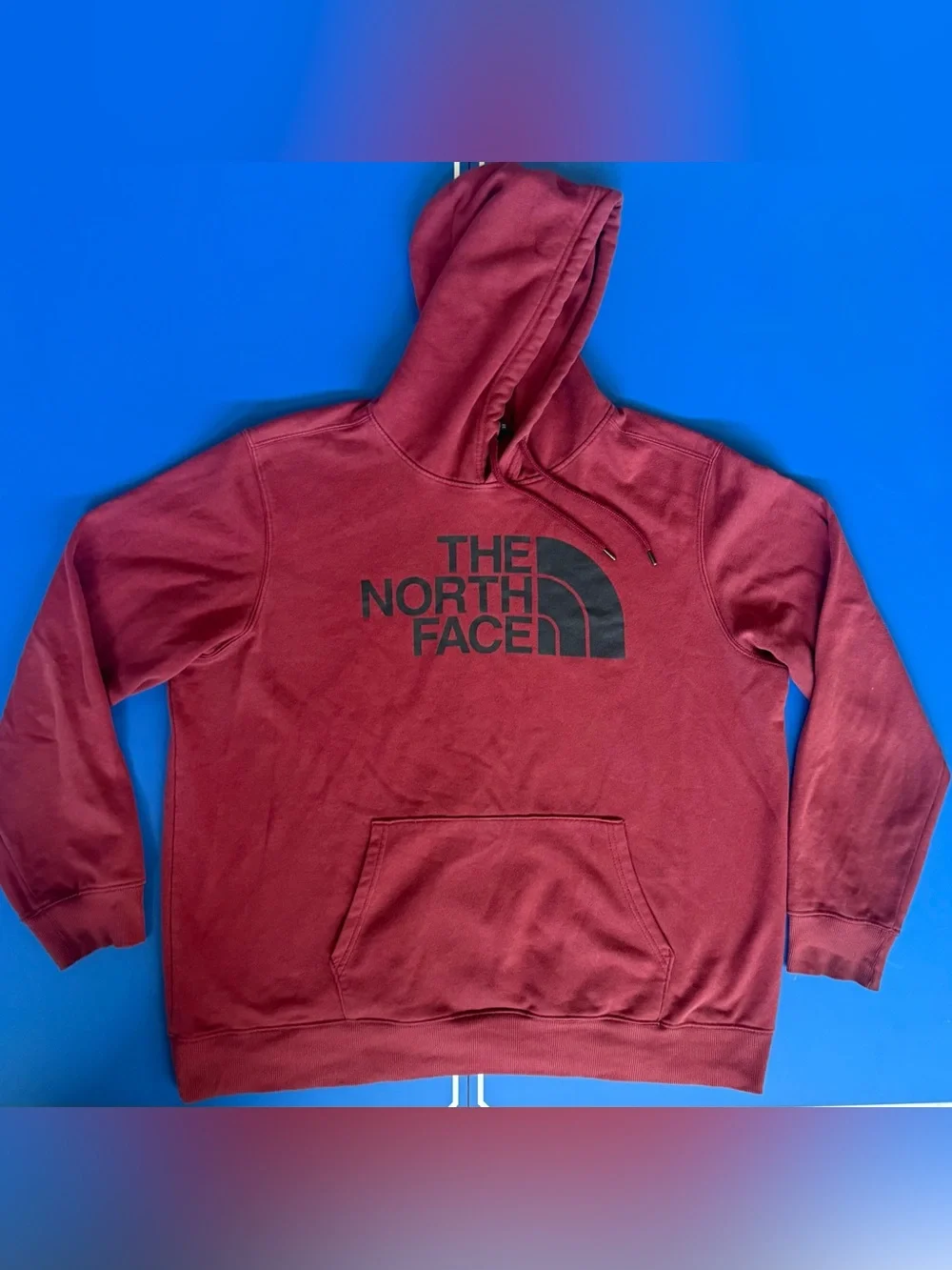 The North Face Mens XXL Burgundy Logo Pullover Hoodie Fleece Sweatshirt